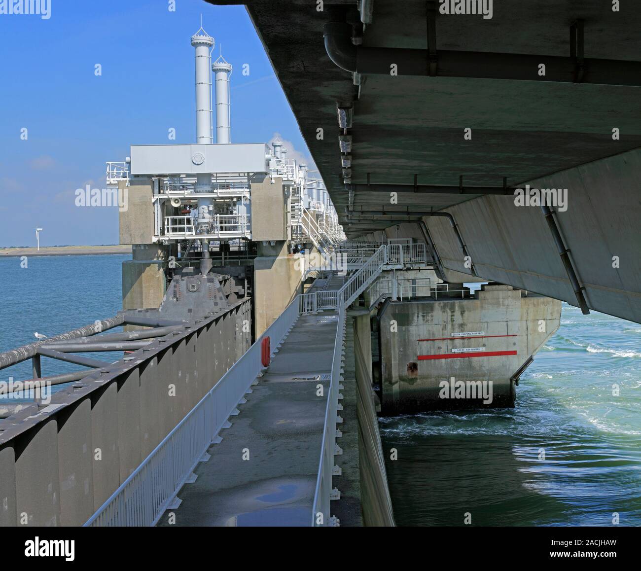 Flood barrier in Zeeland, Netherlands. This is part of the Deltaworks ...