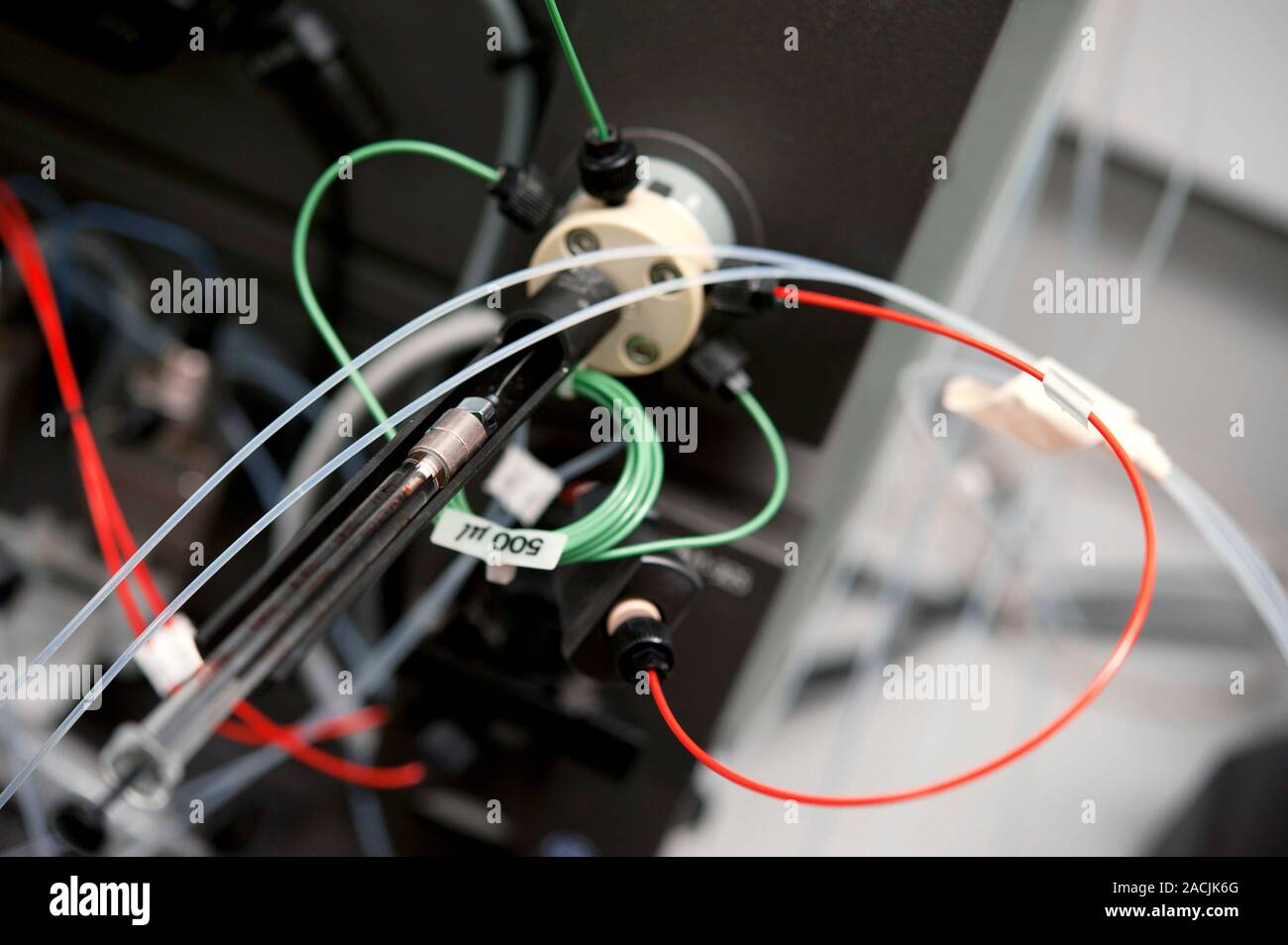 Protein research laboratory. Protein sample being injected into a