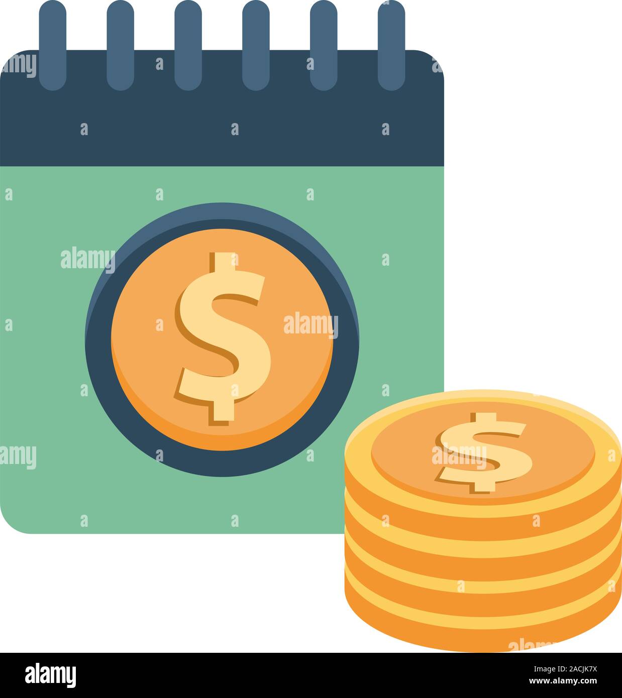 calendar with dollar symbol and coins money Stock Vector Image & Art