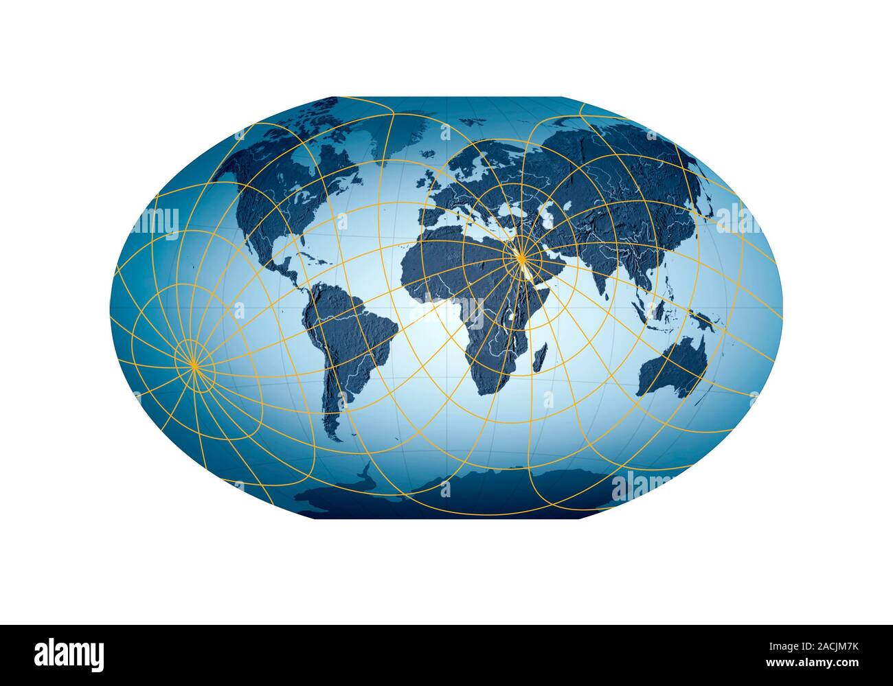 Praying towards Mecca. Computer artwork of a map of the World with