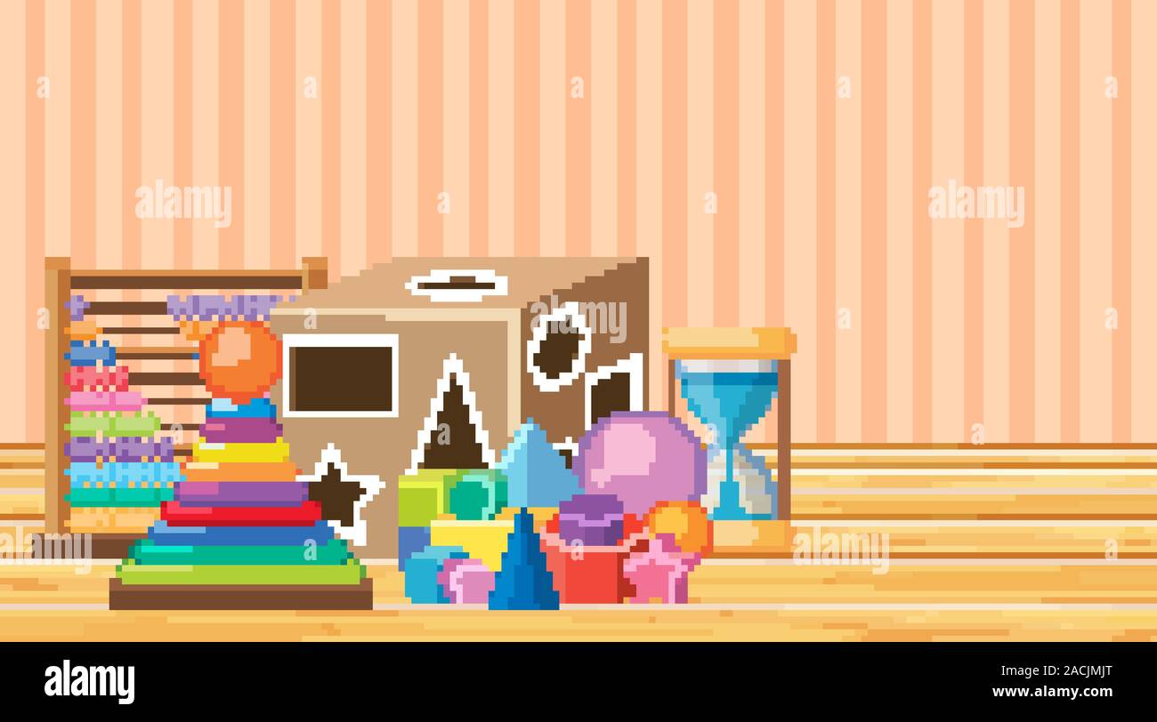 Room with many toys on the floor illustration Stock Vector Image & Art ...