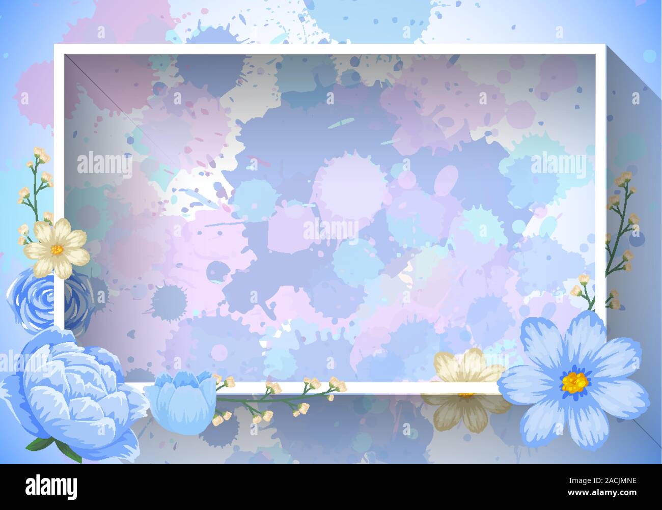 Frame template design with blue flowers illustration Stock Vector Image ...