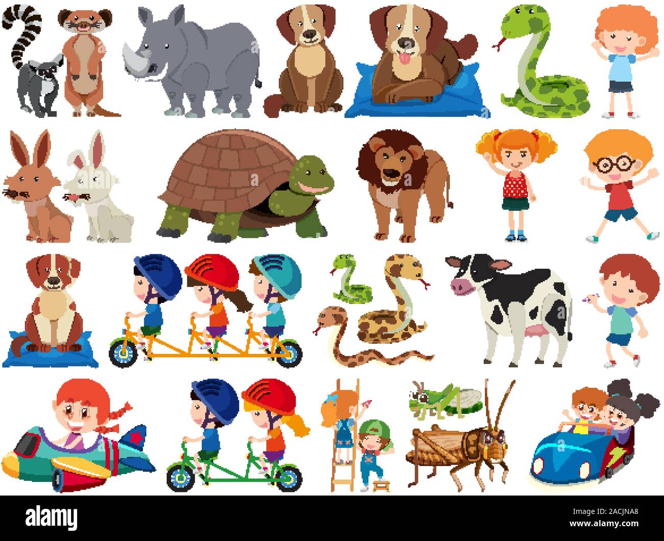 Set of isolated objects theme children and animals illustration Stock  Vector Image & Art - Alamy
