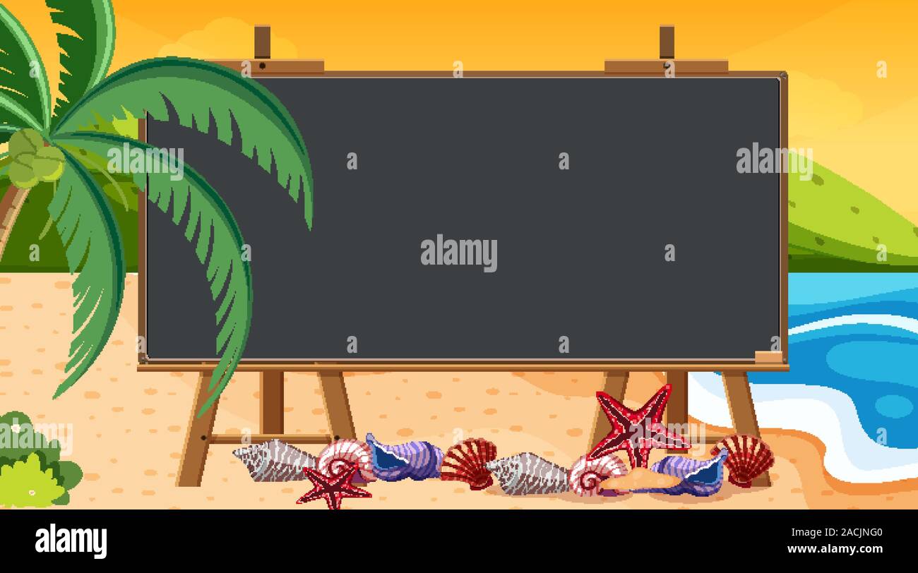 Border template with beach and ocean in background illustration Stock ...