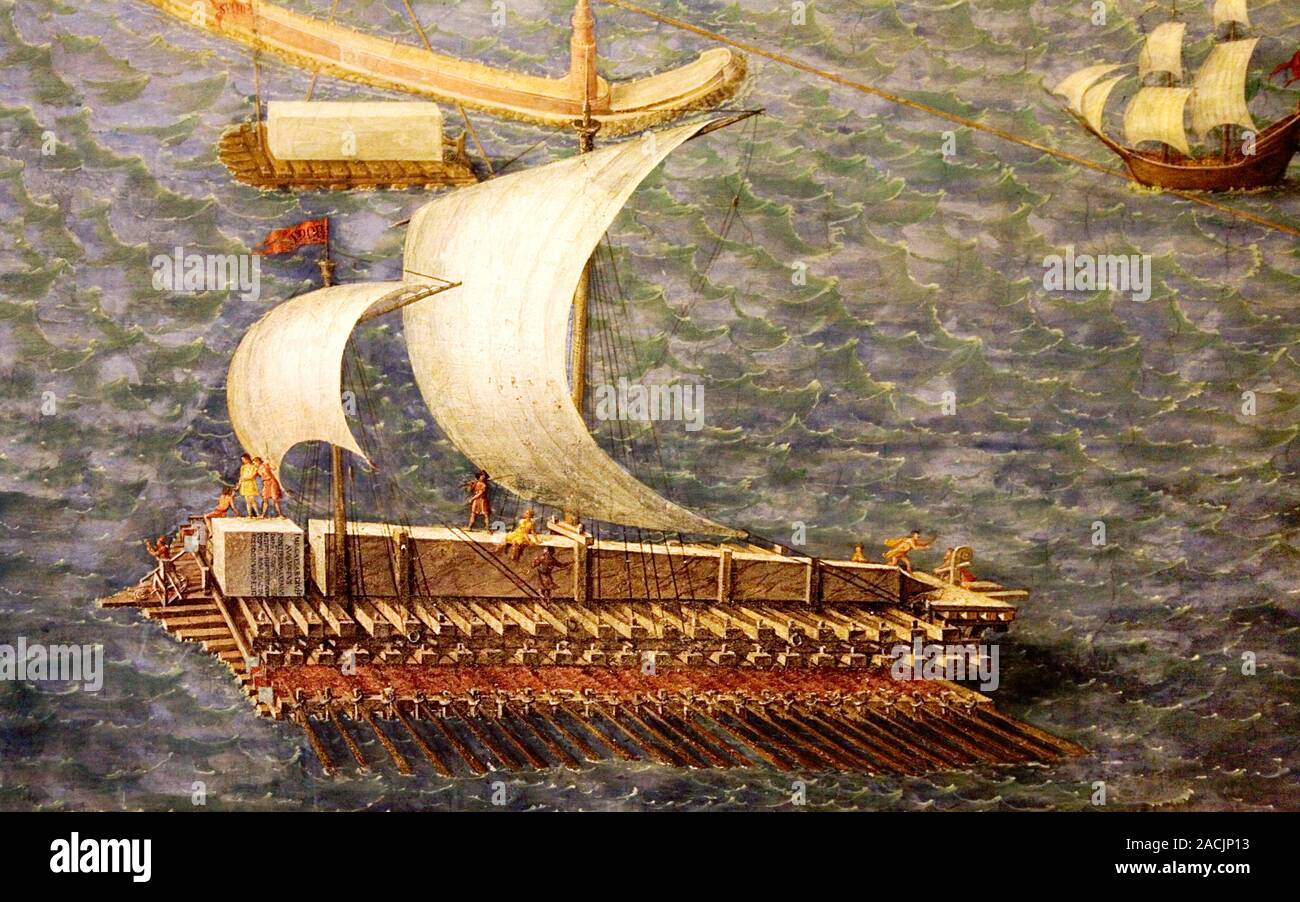 Roman Cargo Ship Reconstructed In The Form Of A Raft Being Used To Roman Cargo Ship Reconstructed In The Form Of A Raft Being Used To
