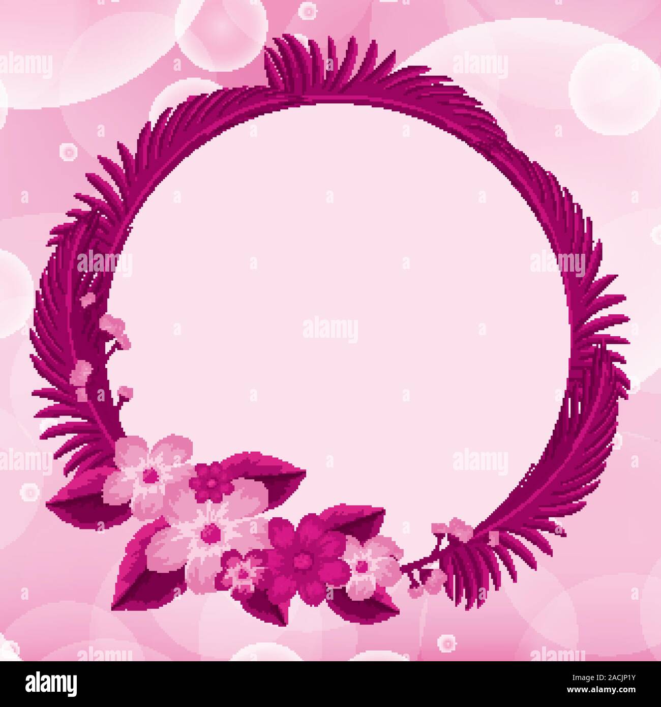 Background design with pink flower frame illustration Stock Vector ...