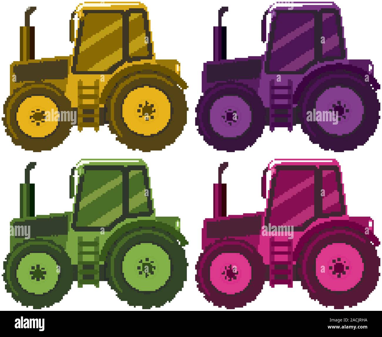 Set of four pictures of tractors in different colors illustration Stock Vector Image & Art - Alamy