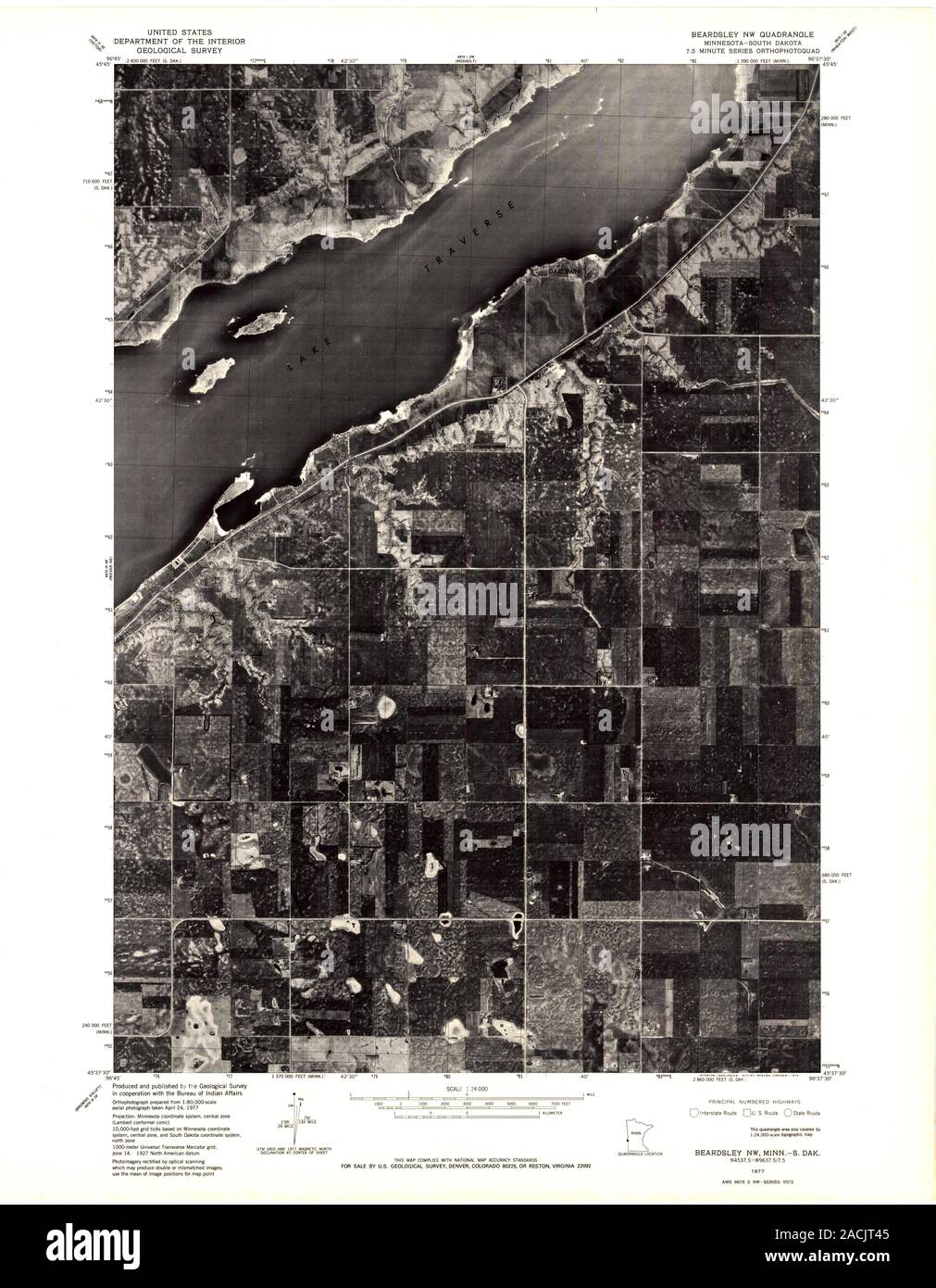 USGS TOPO Map South Dakota MN Beardsley NW 804468 1977 24000 Restoration Stock Photo Alamy