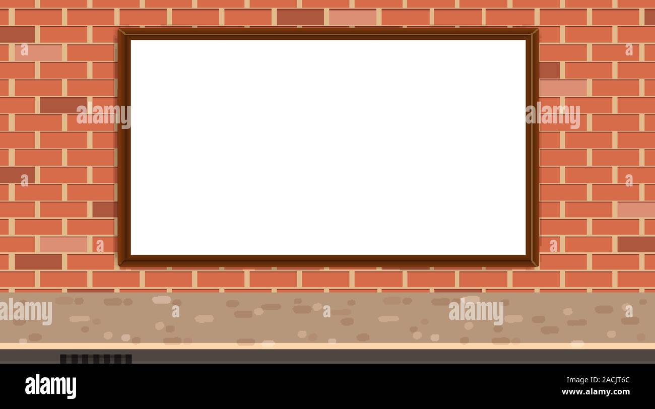 Border template with whiteboard on the wall illustration Stock Vector