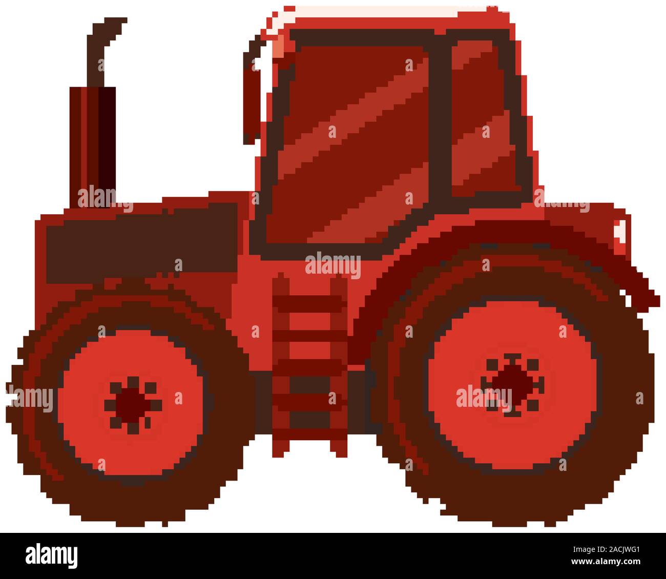 Single picture of red tractor on white background illustration Stock ...