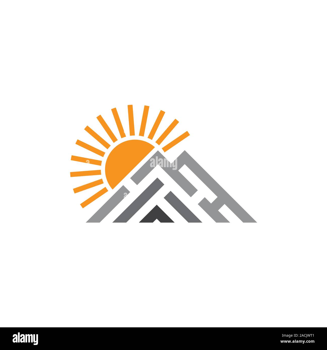 colorful mountain sun simple triangle stripes geometric logo vector Stock Vector