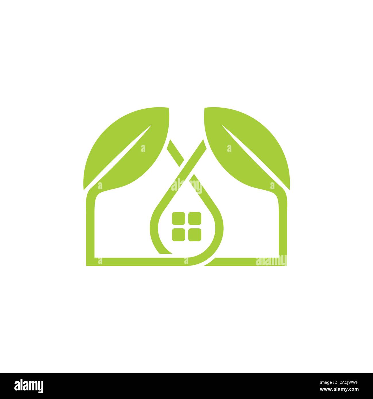 simple linked leaf home shape logo vector Stock Vector