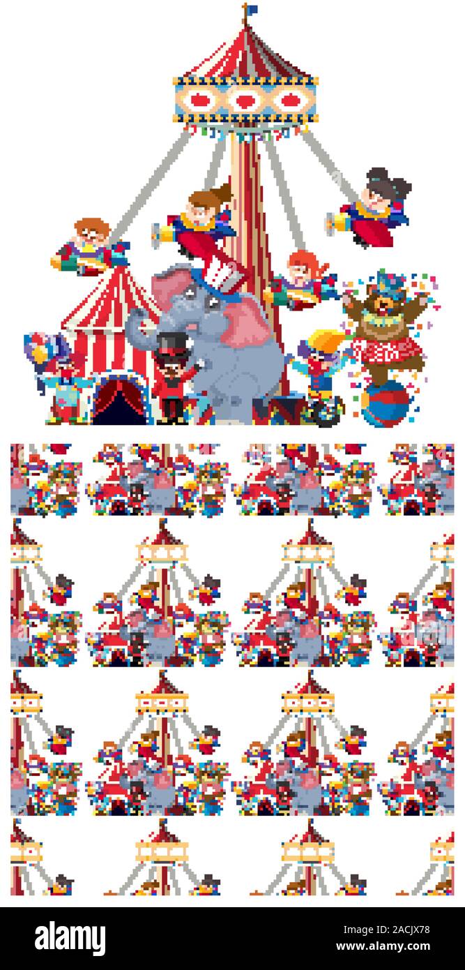 Seamless background design with circus rides and animals illustration ...