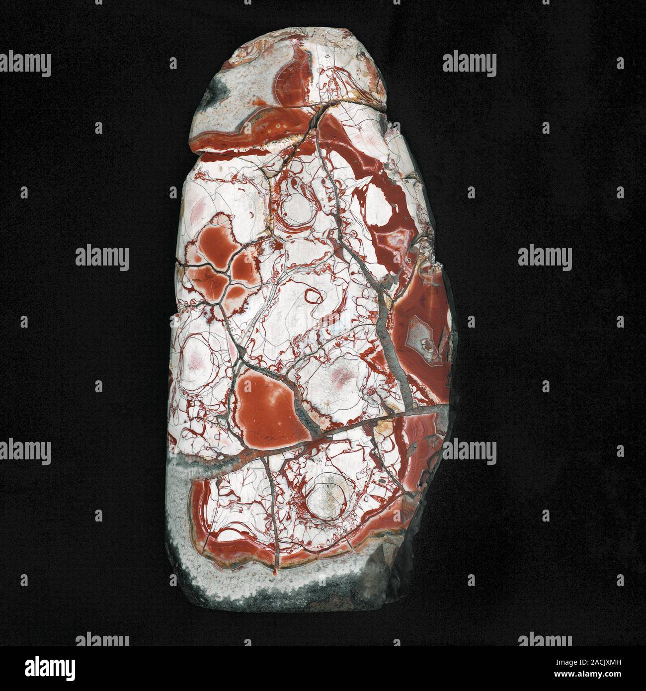 Jasp agate (Silicon dioxide) specimen from Germany. Stock Photo