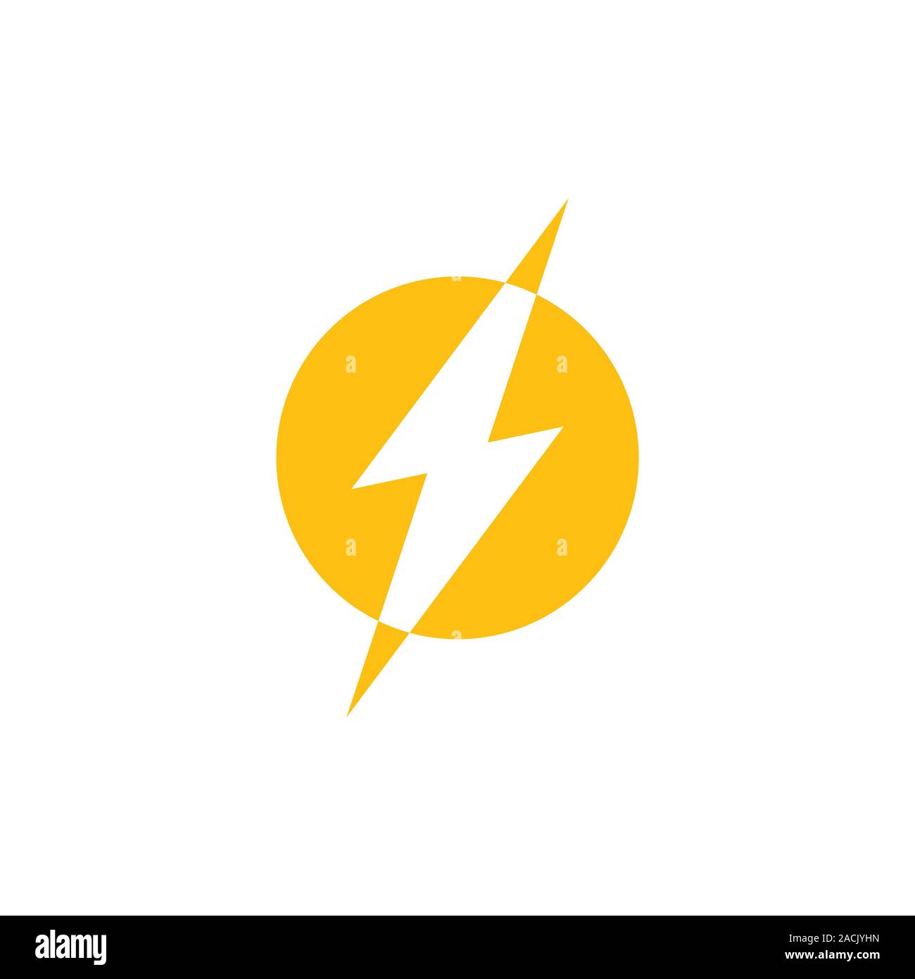 circle thunder negative space simple logo Stock Vector