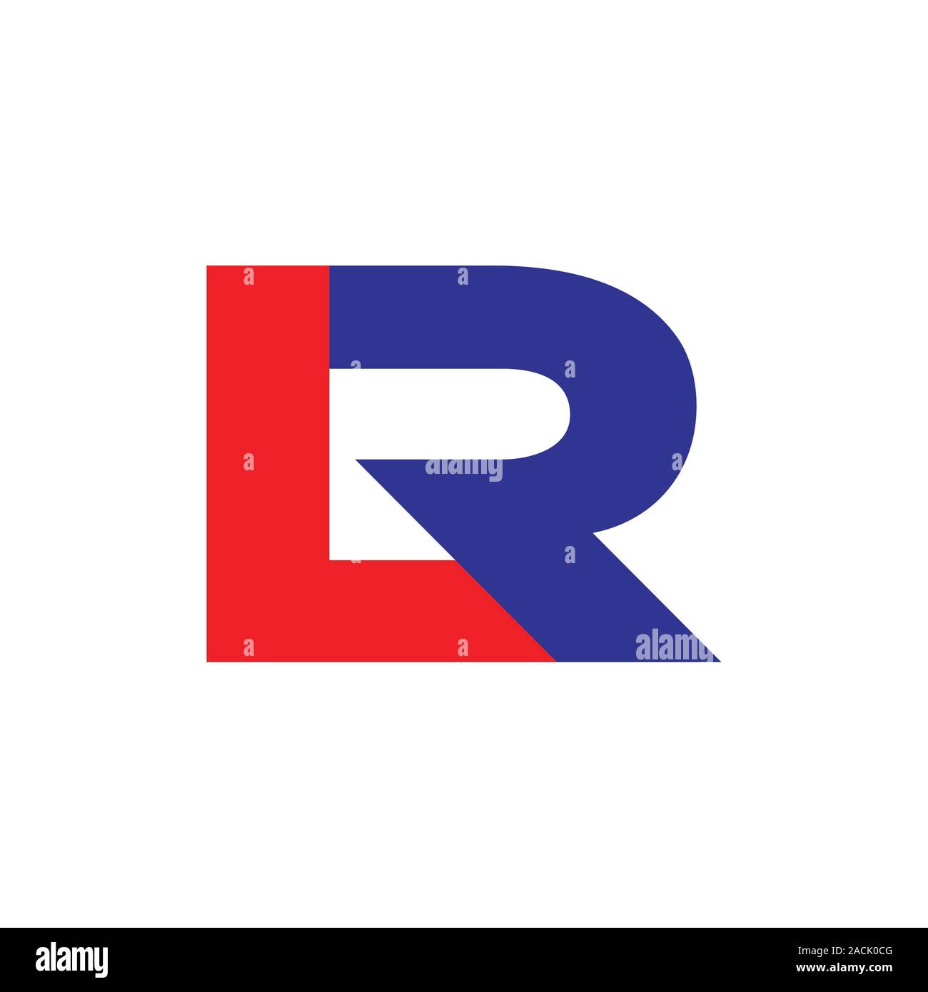 letters lr simple linked geometric square logo Stock Vector