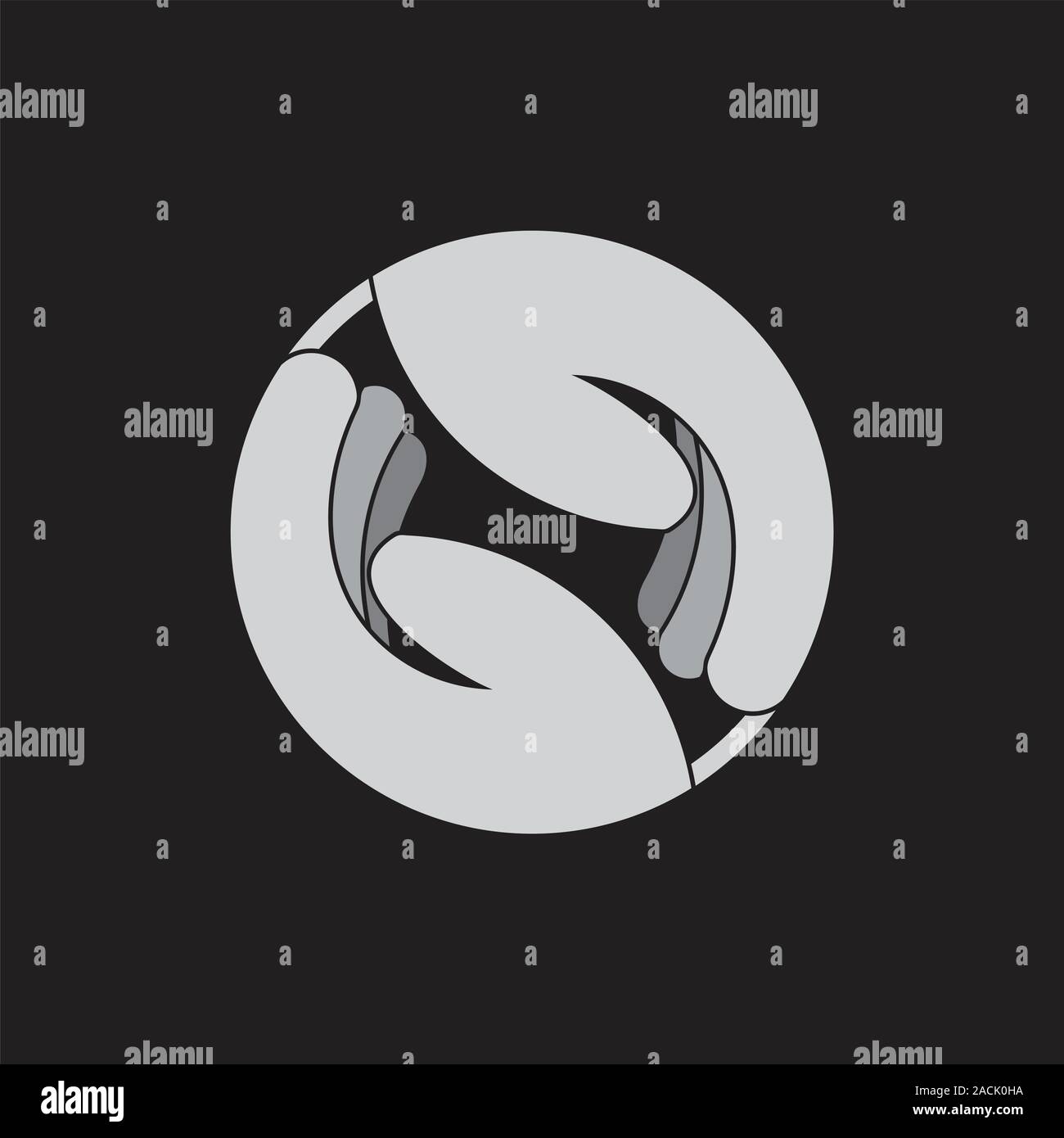 two helping hand gradient design team work symbol vector Stock Vector