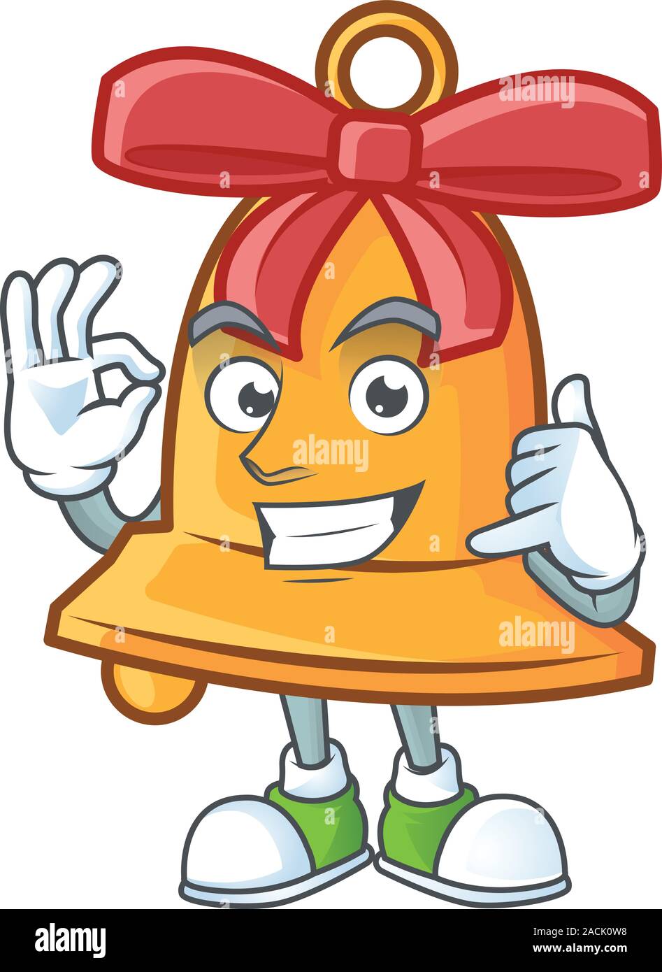 Call me cute christmas bell mascot cartoon style Stock Vector Image ...