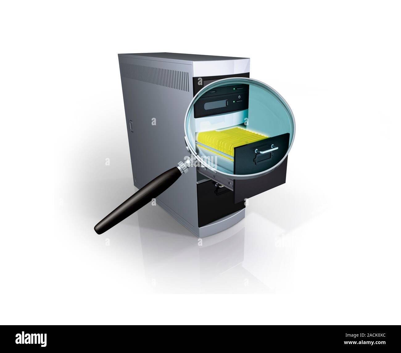 File search, conceptual computer artwork. Stock Photo