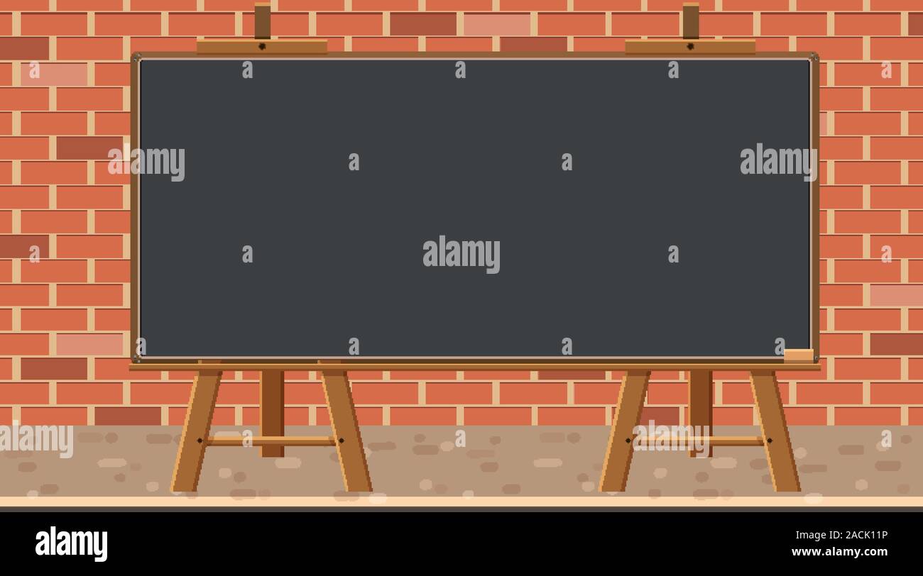 Background with blackboard on brick wall illustration Stock Vector