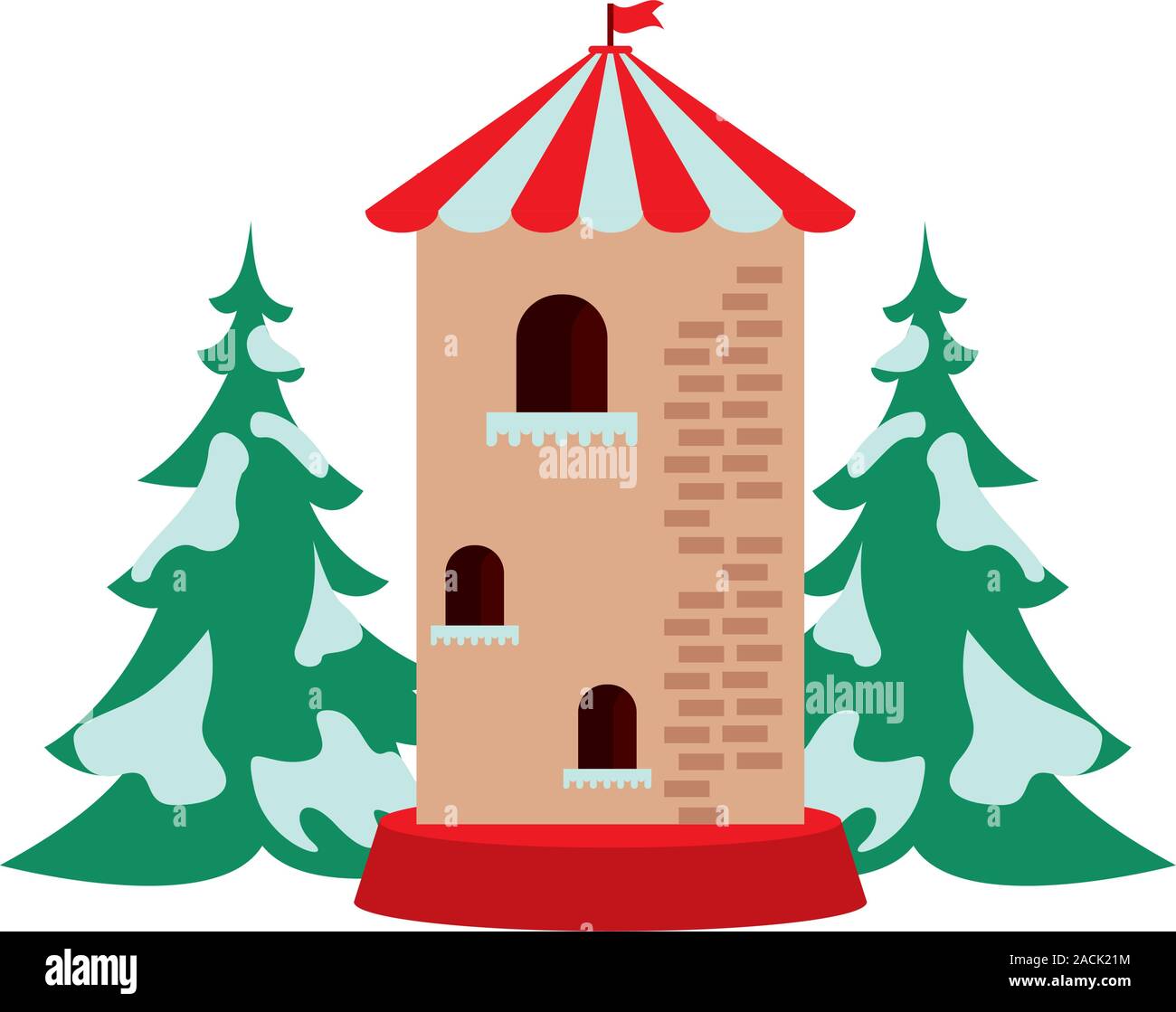 castle tower building park childish icon Stock Vector