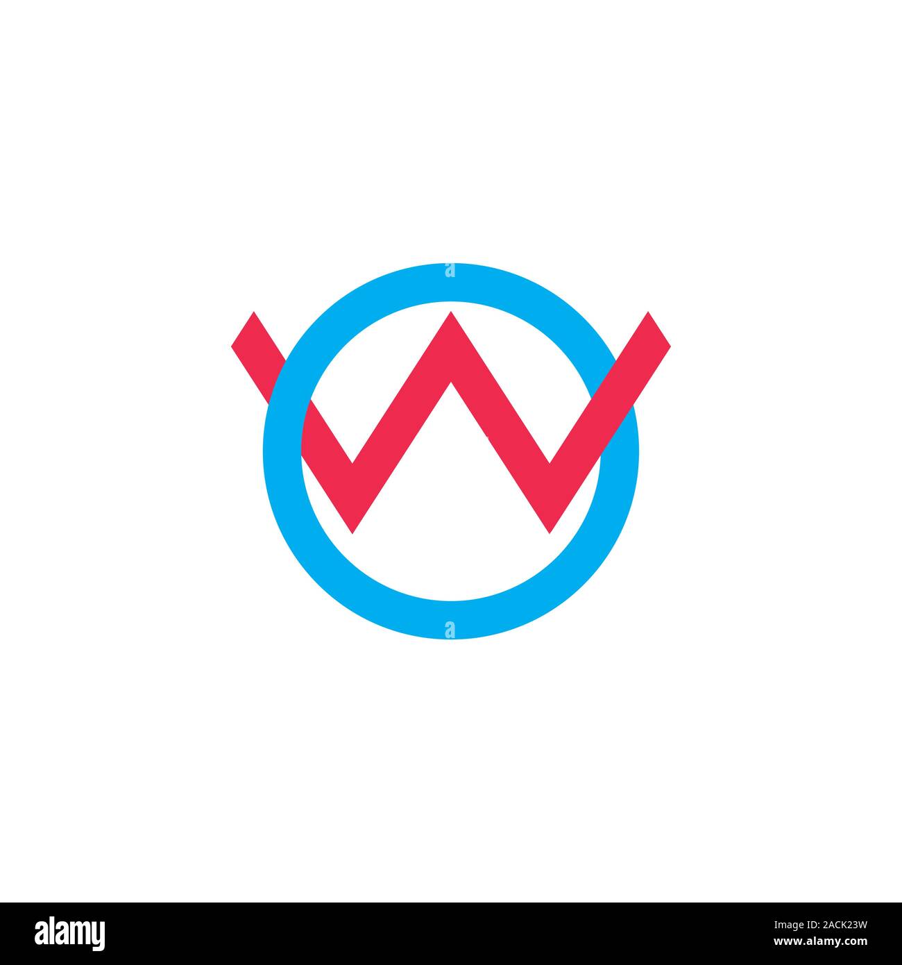 letter ow linked overlapping line logo vector Stock Vector