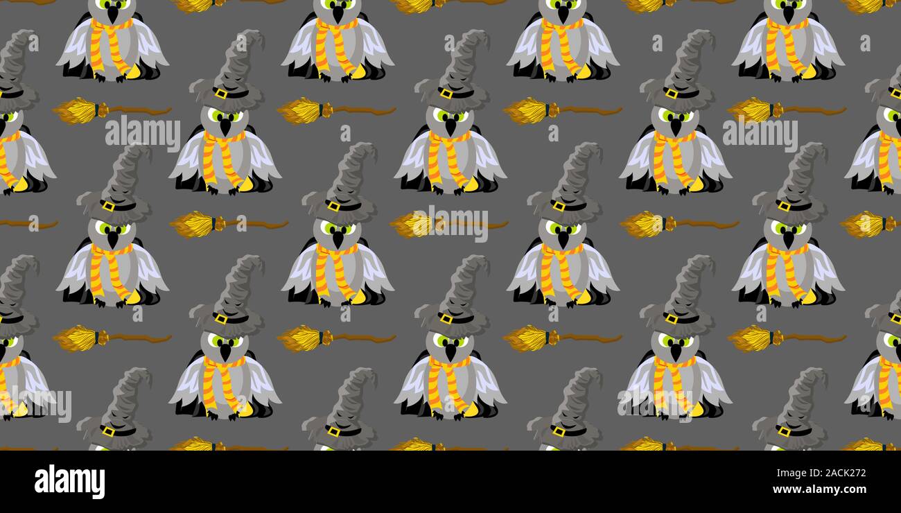 seamless pattern for teens. Youth style. Magic and magic. Hogwarts School. Stock Vector