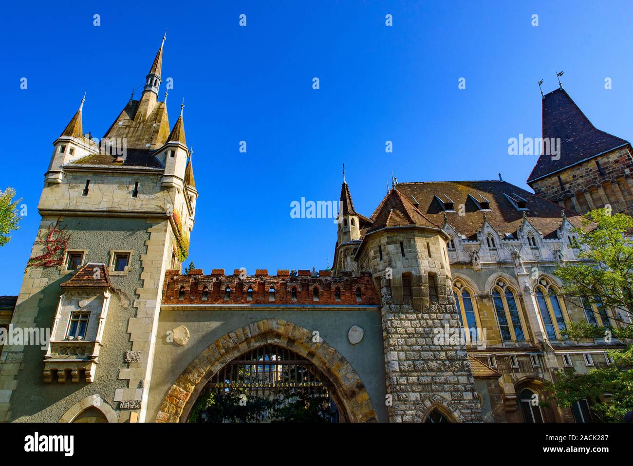 Vajdahunyad Castle, a castle in the City Park of Budapest, Hungary Stock Photo