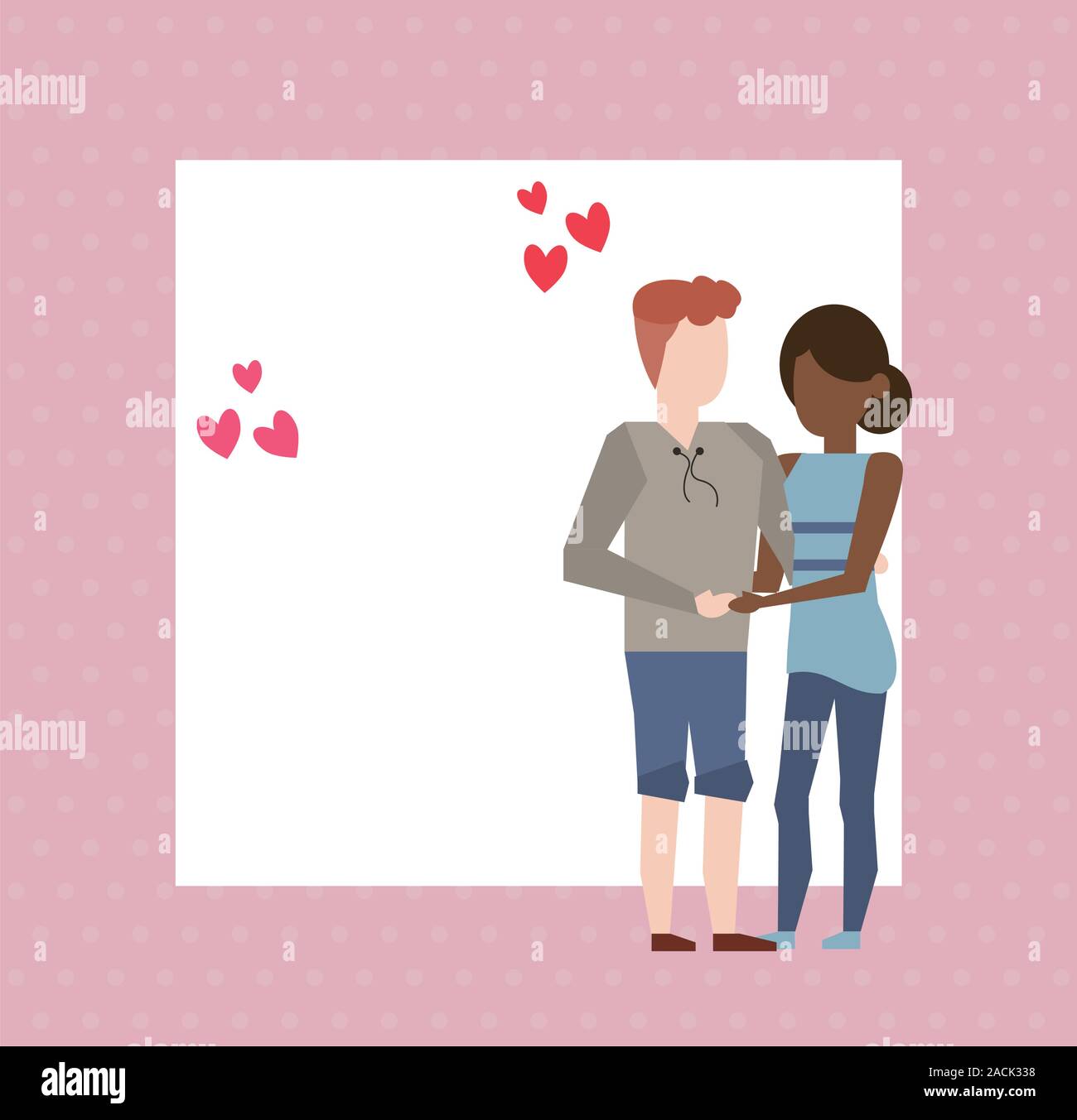cute interracial lovers couple with hearts Stock Vector Image & Art - Alamy