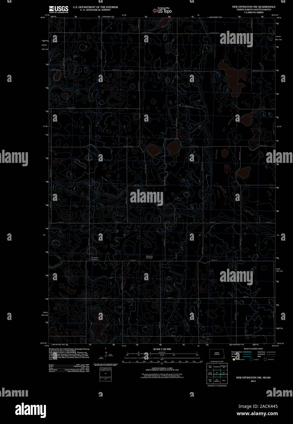 USGS TOPO Map South Dakota ND New Effington NW 20110512 TM Inverted