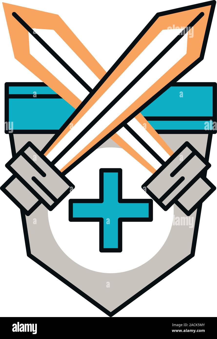 shield and swords isolated icon Stock Vector Image & Art - Alamy