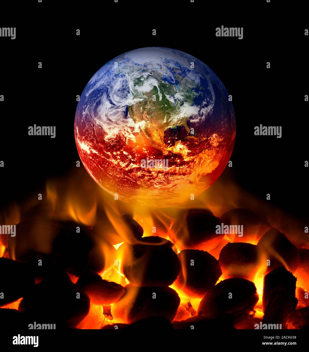 Climate change, conceptual image. The burning of coal produces carbon ...