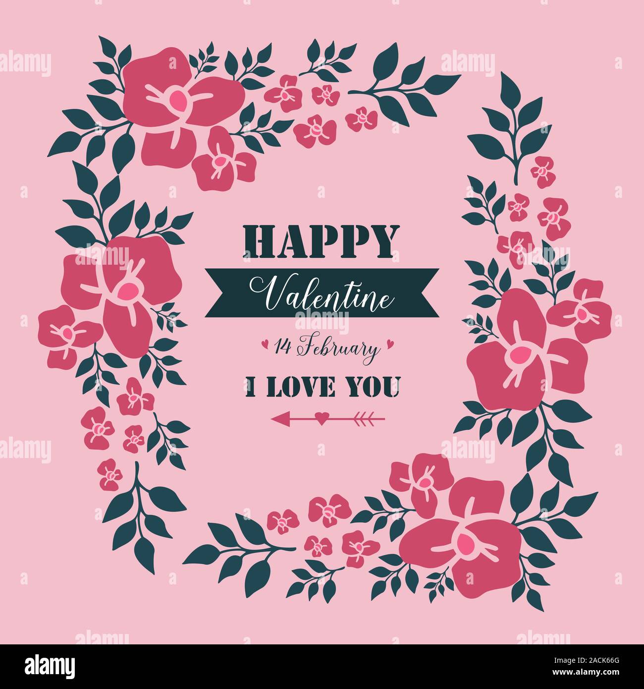 Wallpaper for happy valentine poster, with cute leaf flower frame ...