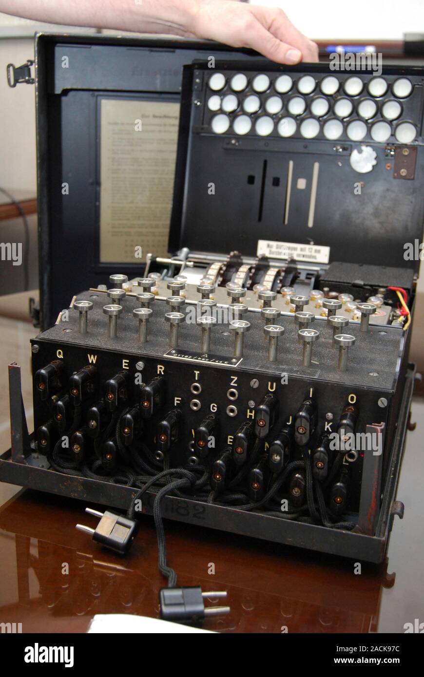 Enigma machine. This is an electromechanical German encryption machine ...