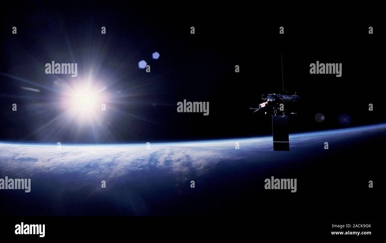 Glory satellite. Computer artwork of NASA's Glory satellite in Earth
