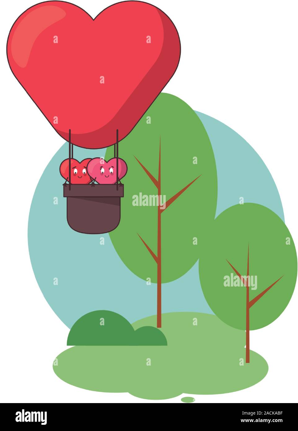 hearts lovers couple in balloon air hot characters Stock Vector Image ...