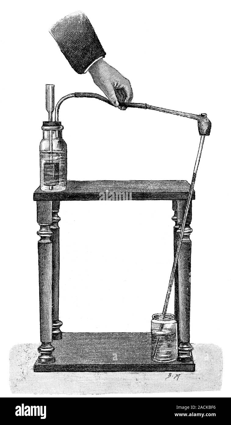 Gas diffusion experiment. Hydrogen gas is produced from a chemical