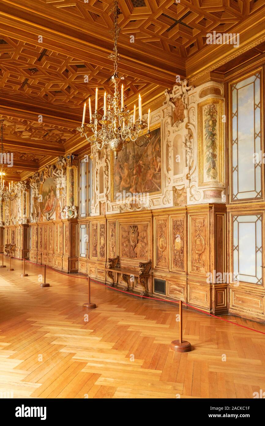 Fontainebleau, France, March 30, 2017 Room interior in palace Chateau