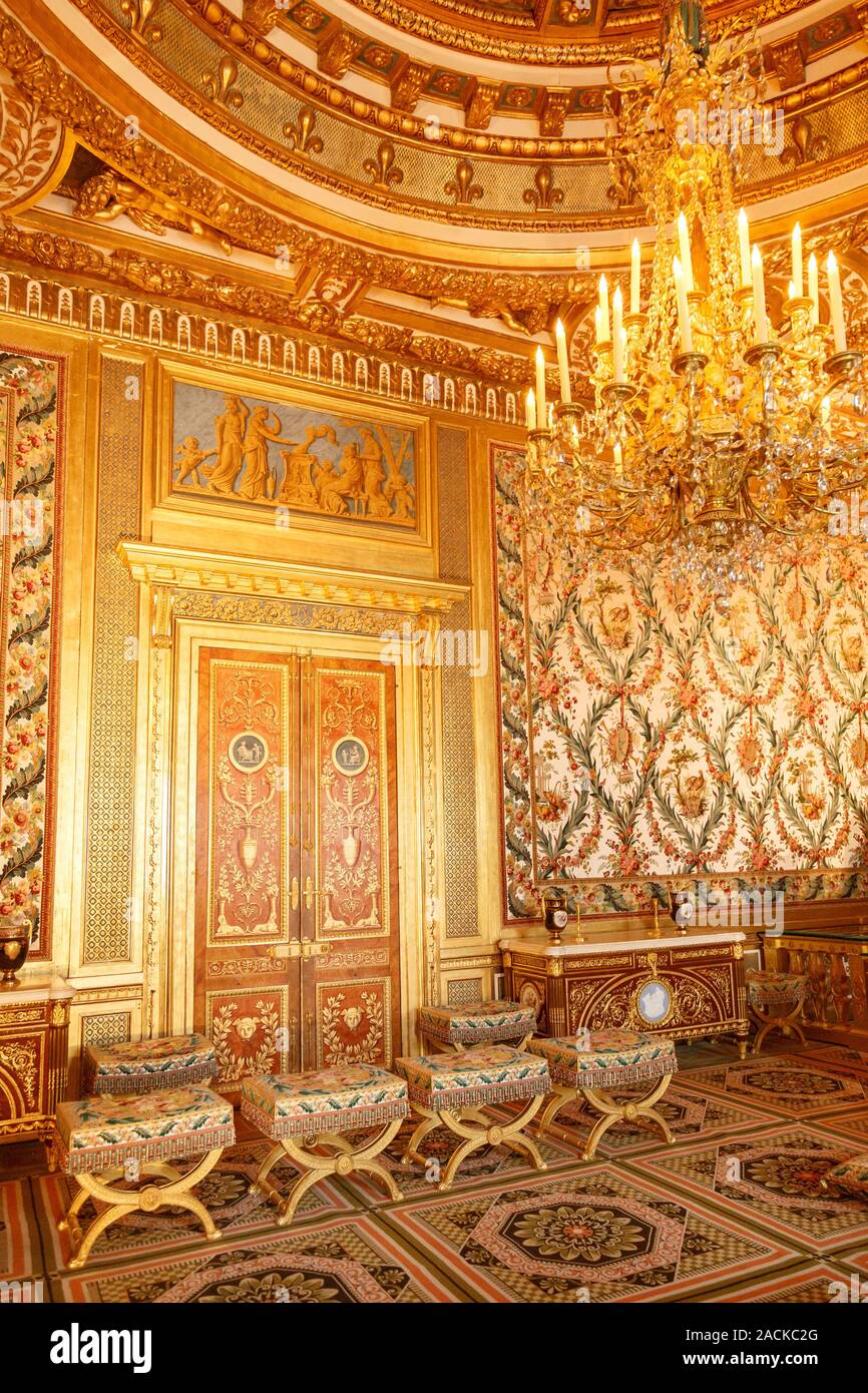 Fontainebleau, France, March 30, 2017: Room interior in palace
