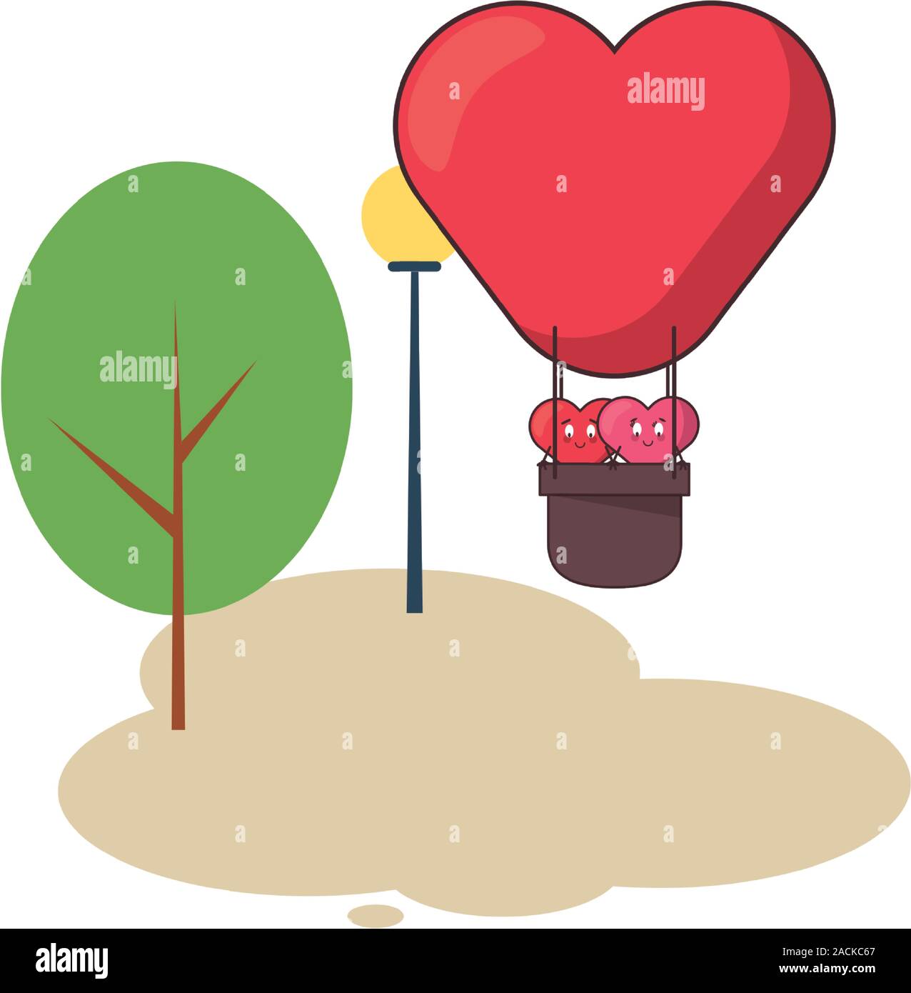 hearts lovers couple in balloon air hot characters Stock Vector Image ...