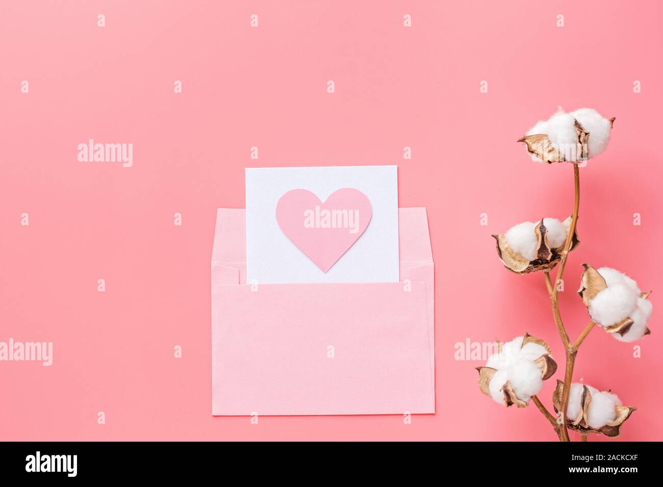 Valentine's day background. greeting card with pink hearth in envelope ...
