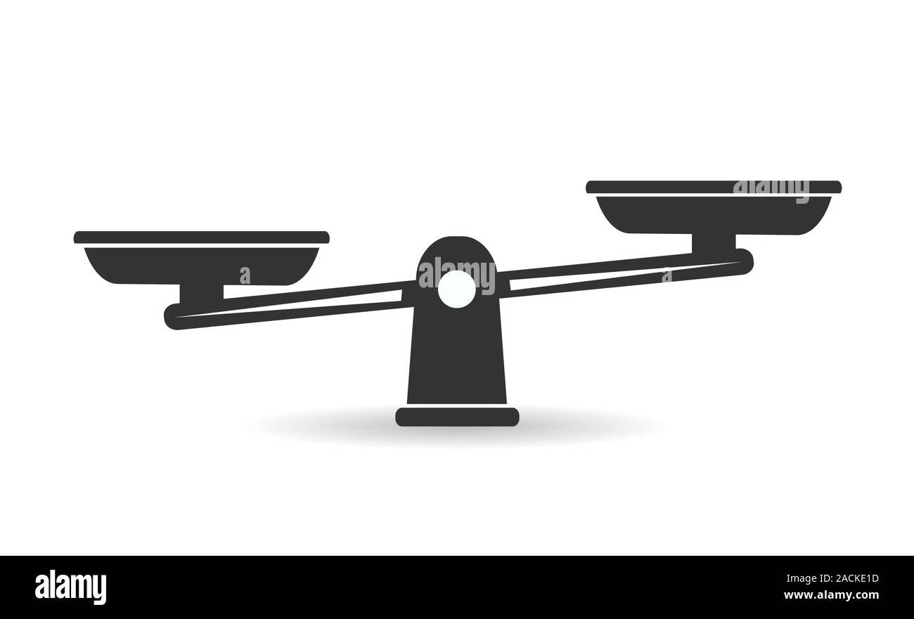 Bowls of scales in balance, an imbalance of scales. Vector illustration