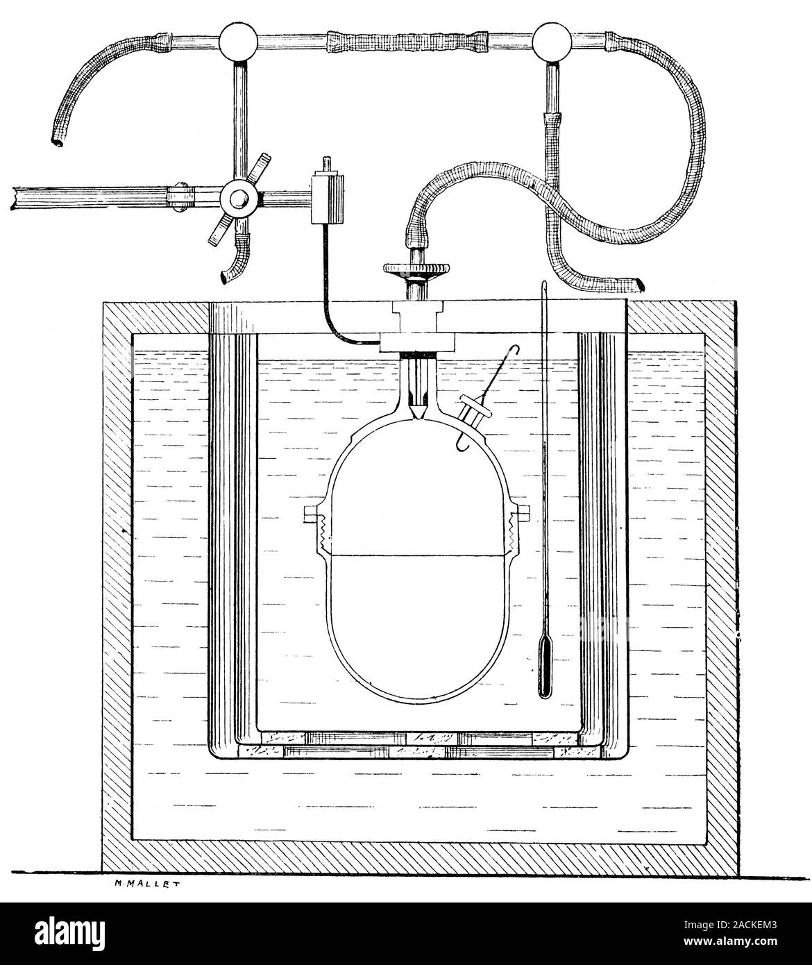 Bomb calorimeter. This diagram shows the bomb calorimeter designed by