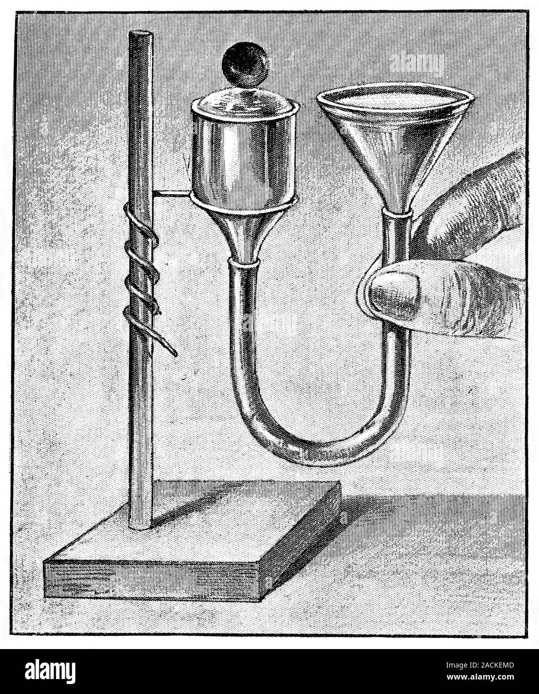 Capillary repulsion demonstration. The ball at top centre is balancing