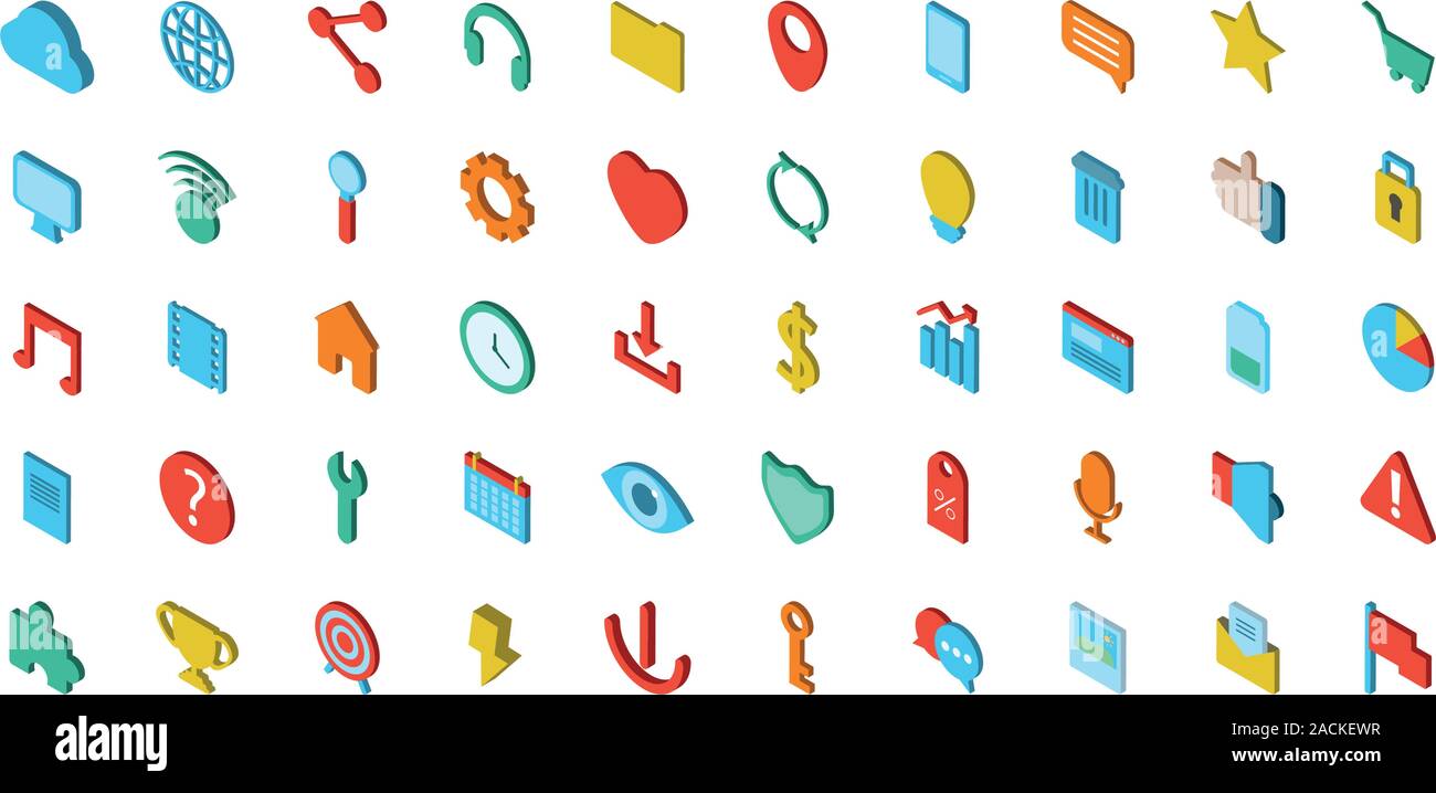 bundle of social media icons Stock Vector