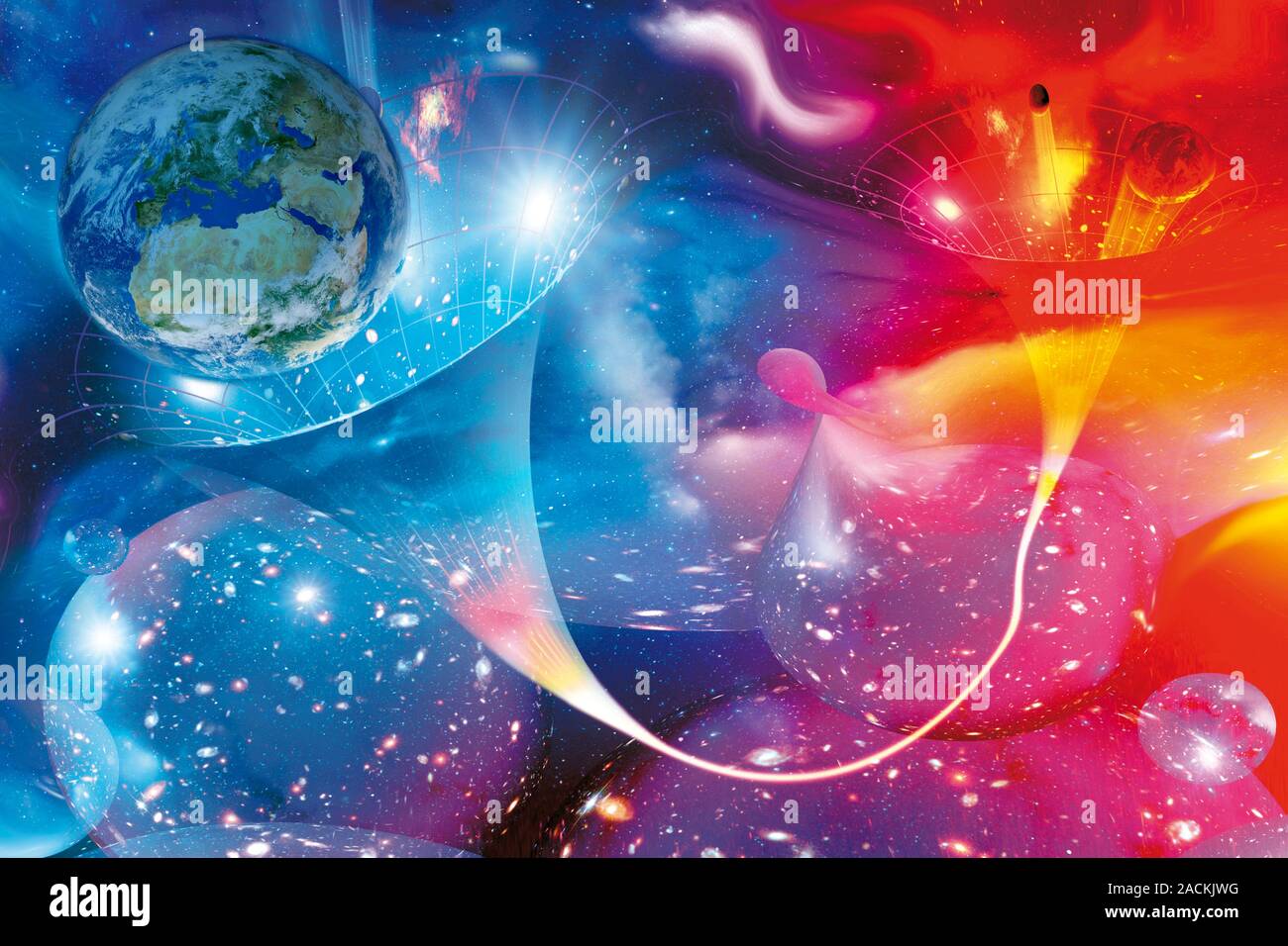 Wormhole, conceptual computer artwork. Wormholes are a theoretical