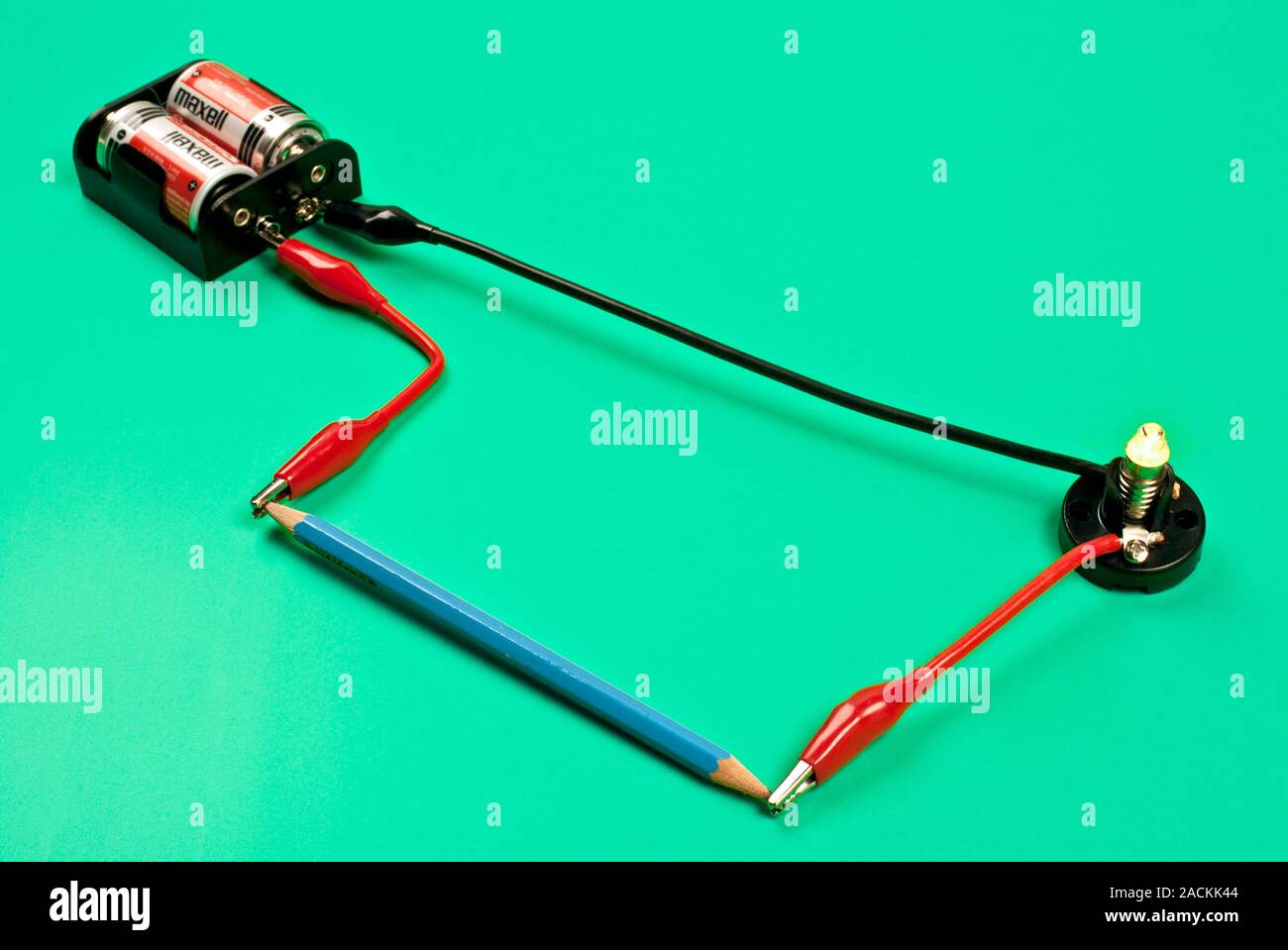Electrical conduction experiment. Electrical circuit consisting of