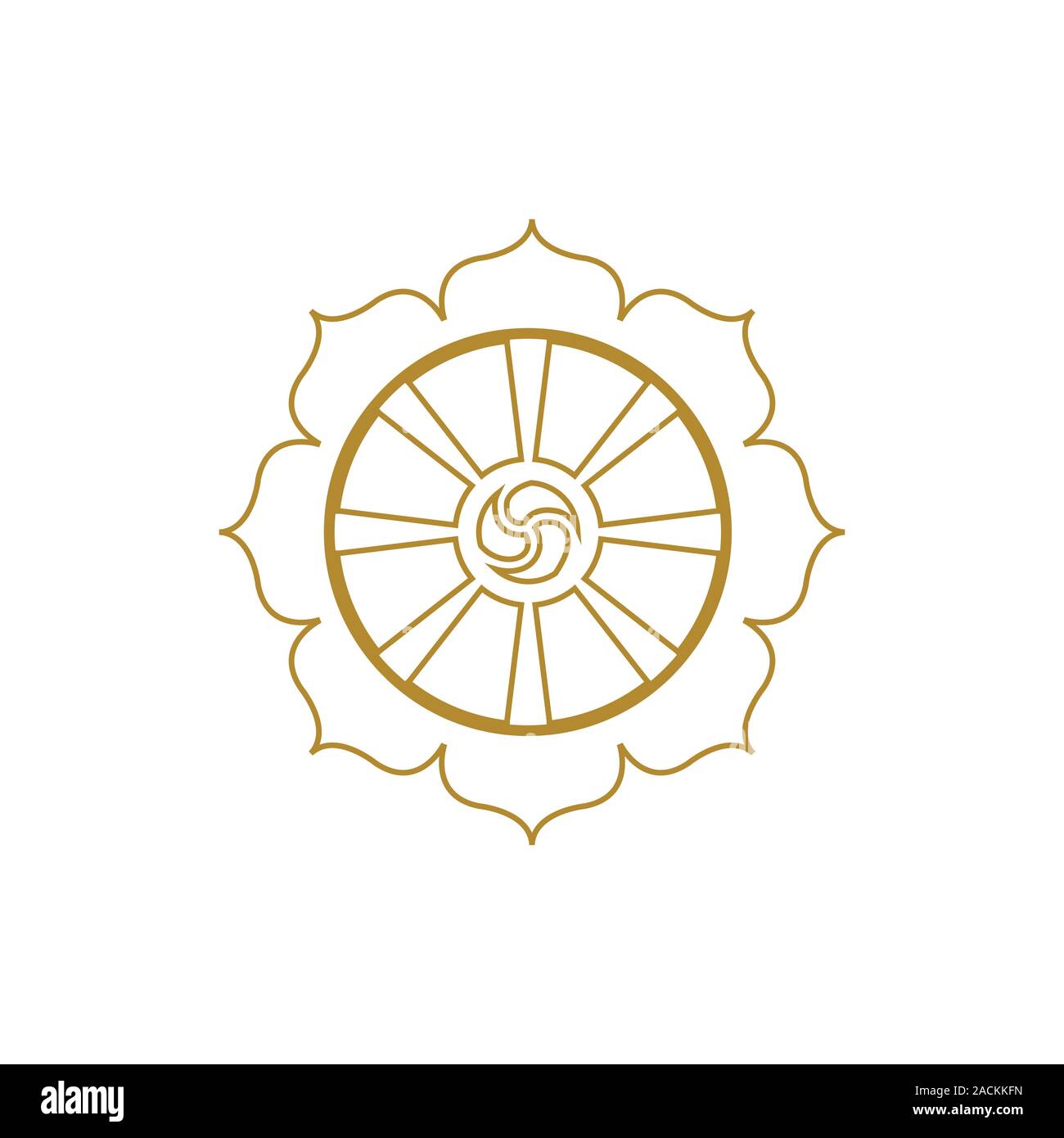 Dharma wheel vector logo. Dharma wheel icon. Dharma wheel emblem. Stock Vector
