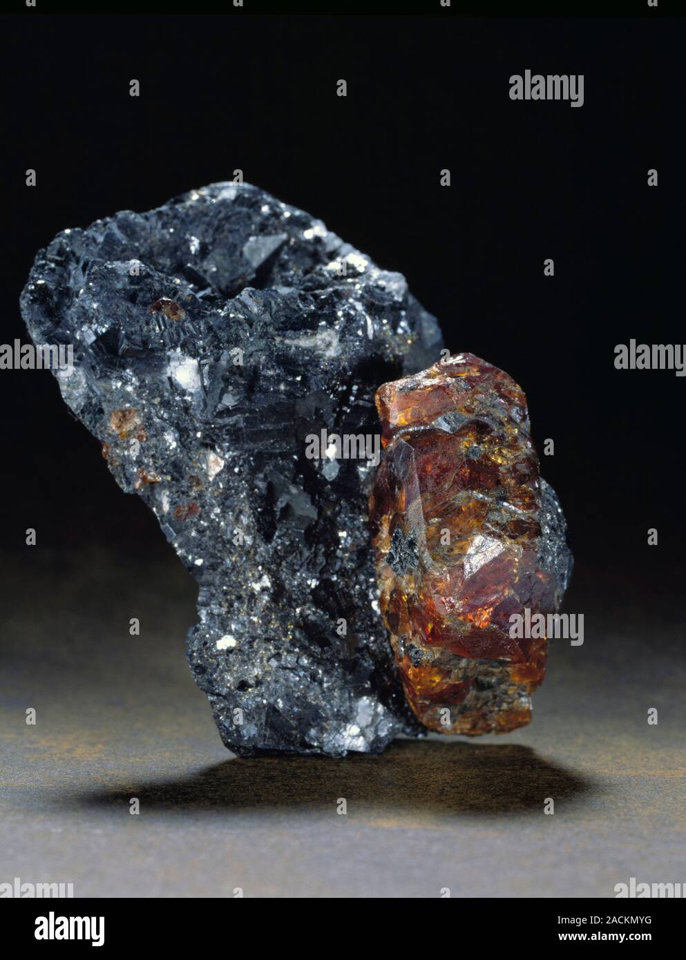 Chondrodite. Specimen of chondrolite (magnesium iron silicate fluoride