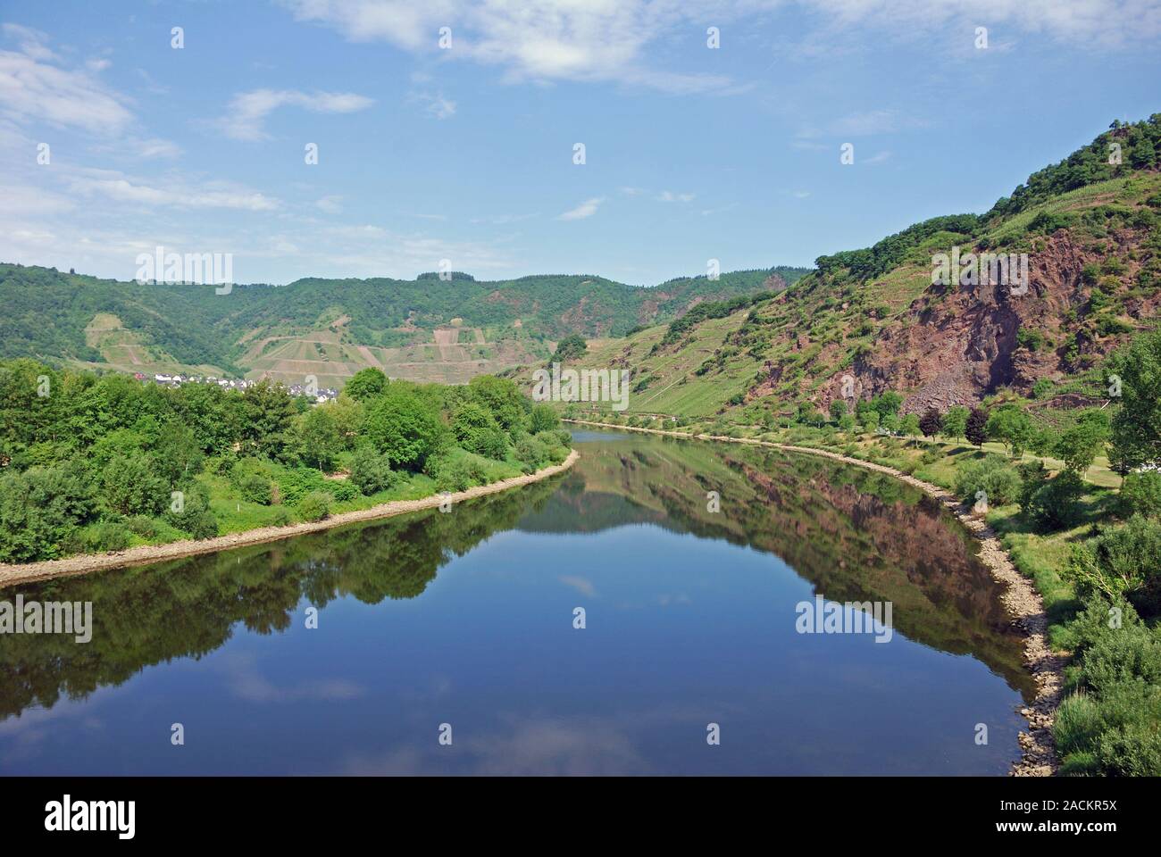 Reflections on the Moselle, Rehinland-Pfalz, Europe Stock Photo